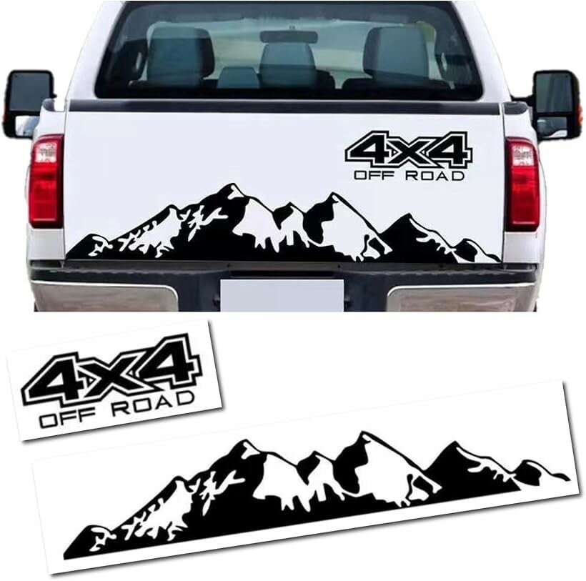 互換品morytrade ボディステッカー サイドデカール 4x4 マウンテン アウトドア 山 150x28cm 2種類セット ブラック (ブラック)