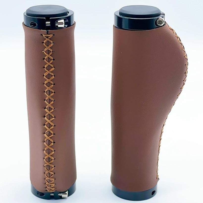 エムラインストアのハンドルグリップ レザー調エルゴグリップ ブラウン 茶 (ブラウン, 14.5x3.5x7.5cm)｜アングル3