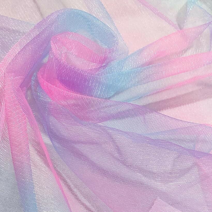 グラデーション チュール 生地 微光沢 幅150cm ソフト 手芸 衣装 布 2m (グラデーション, 2m)