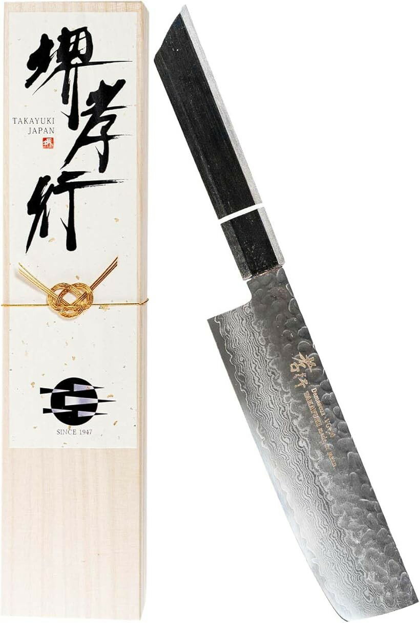 堺孝行 プロの料理人が愛用する包丁ブランド 閃黒 ダマスカス 菜切り 160mm V金10号 vg10 33層槌目 樫漆柄 青木刃物製作所 型番sn16004s