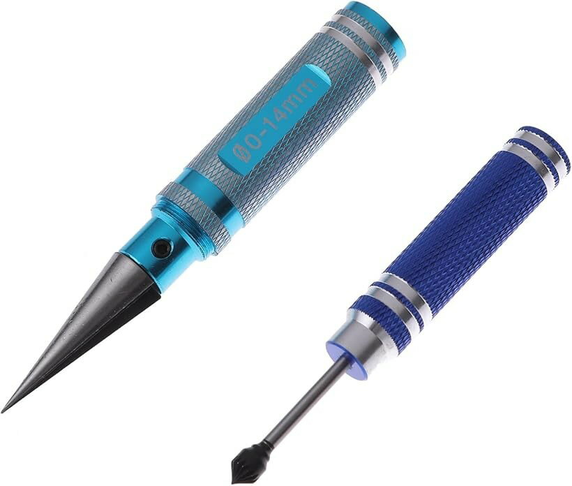 ミニ四駆 皿ビス加工ビット 穴あけドリル 皿穴加工ツール 穴あけ加工 ボディリーマー 2種 セット ブルー (ブルー)