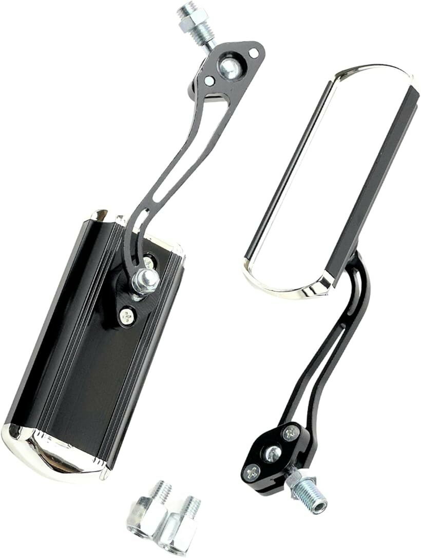 バイク ミラー 左右セット アルミ 正ネジ10mm アダプター8mm ブラック 汎用 ホンダ スズキ カワサキ 社外品 モンキー グロム B (四角・ブラック)