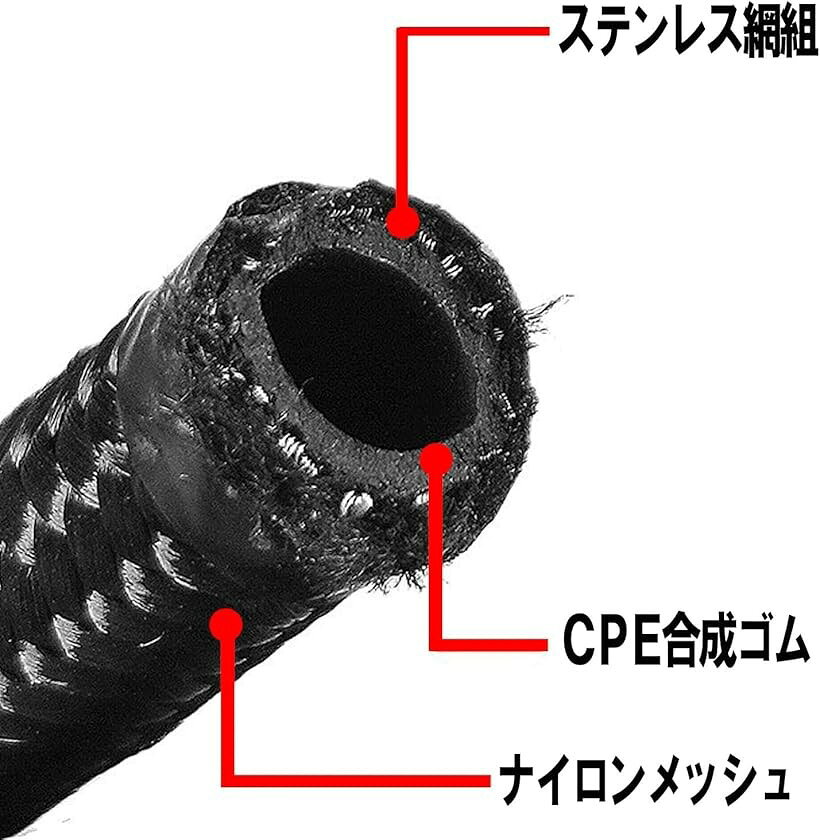 【楽天ランキング1位入賞】ナイロンメッシュホース AN6 1m CPE ステンレス オイル ...