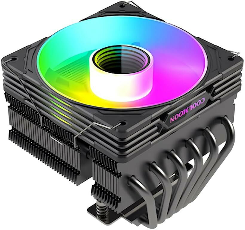 CPUクーラートップフロー空冷クーラー 120mm LED ARGB 5v 3pin LGA1700/1200/115X AMD:AM5/AM4ソケットに対応 4pin PWM ファン制御 ブラック (ブラック)