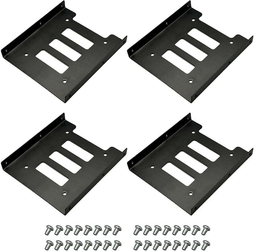 2.5インチHDD/SSD用 3.5インチ変換マウンタ ブラケット PC用 ネジ付き 金属製 変換ケース (ブラック4個)