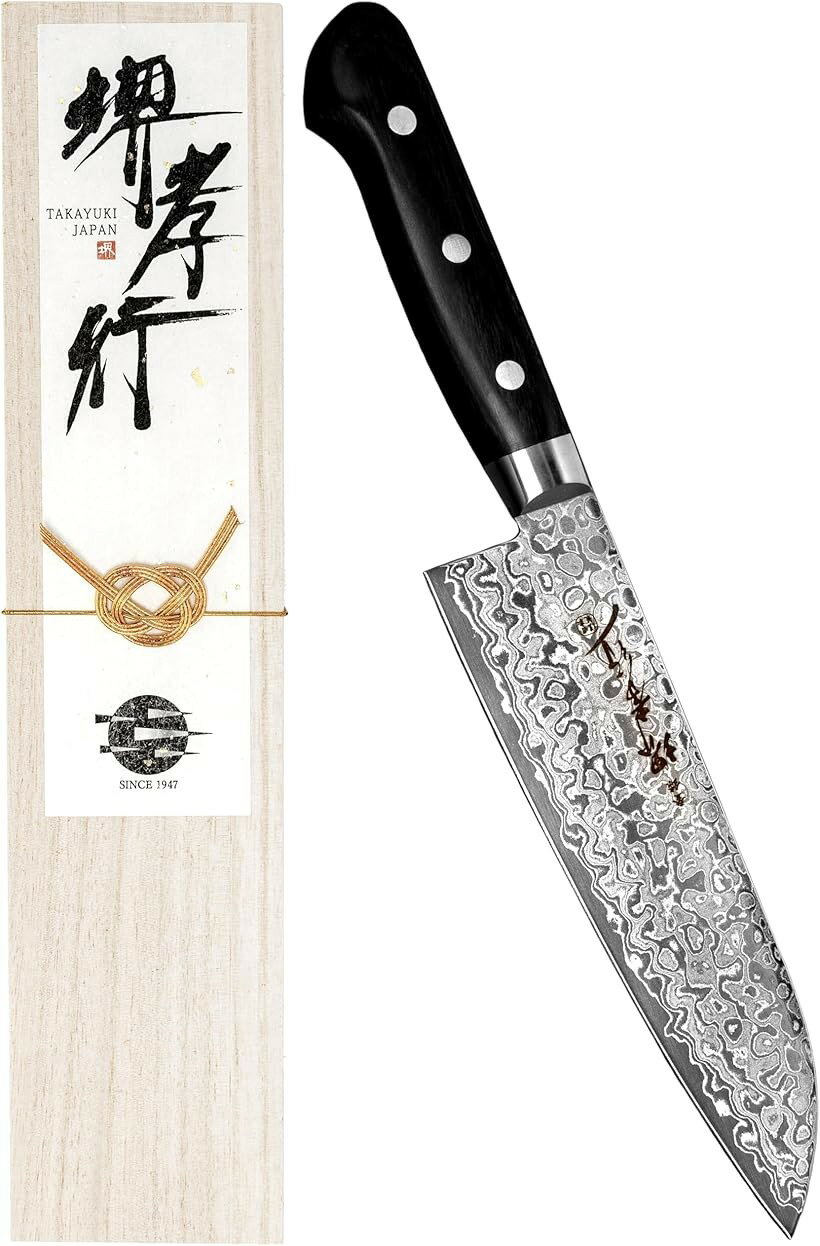 堺孝行 プロの料理人が愛用する包丁ブランド ダマスカス 三徳包丁 170mm 45層 AUS10 鏡面加工 日本製 青木刃物製作所 型番k17003