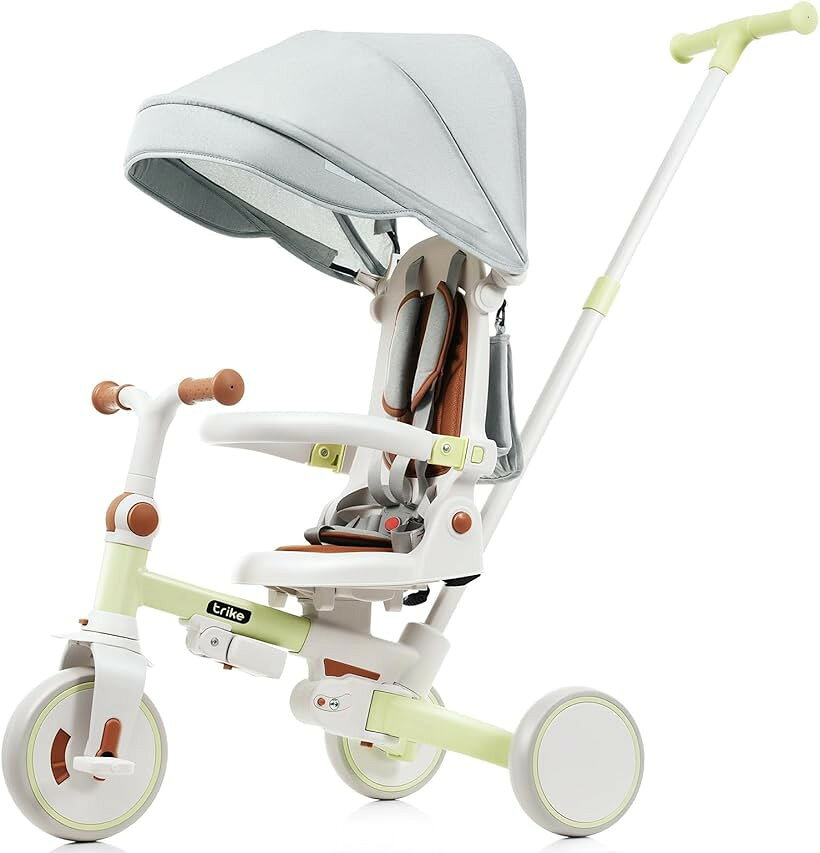子供用三輪車 7in1 折りたたみ 手押し棒付き 座面回転 自転車 超軽量 乗用玩具 誕...