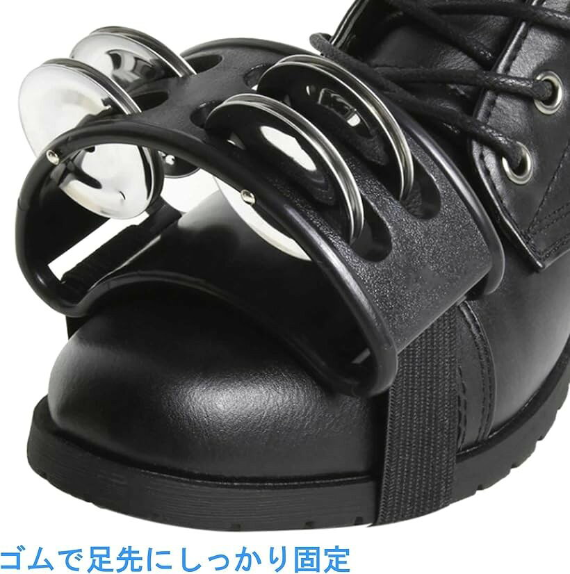 エムラインストアのタンバリン パーカッション フットパーカッション 足タンバリン フットタンバリン フットベル 足用 楽器 (ホワイト2個)｜アングル3