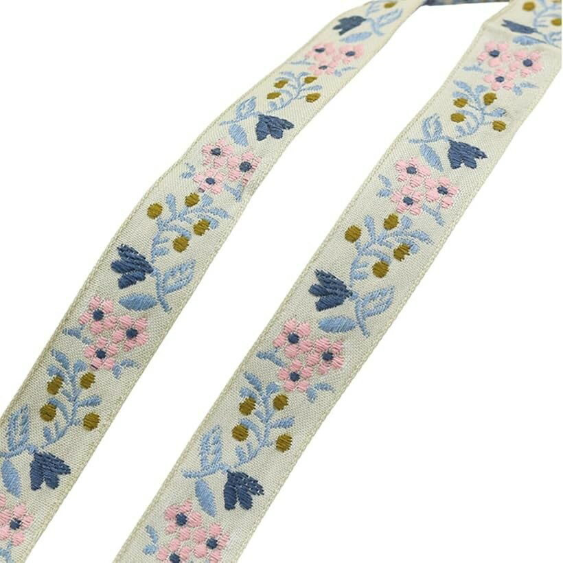 ナチュラル ボタニカル チロリアンテープ 2cm幅 2ヤード 約180cm 刺繍 リボン 小物 アクセサリー 洋服 装飾用 (ピーチブロッサム180cm)