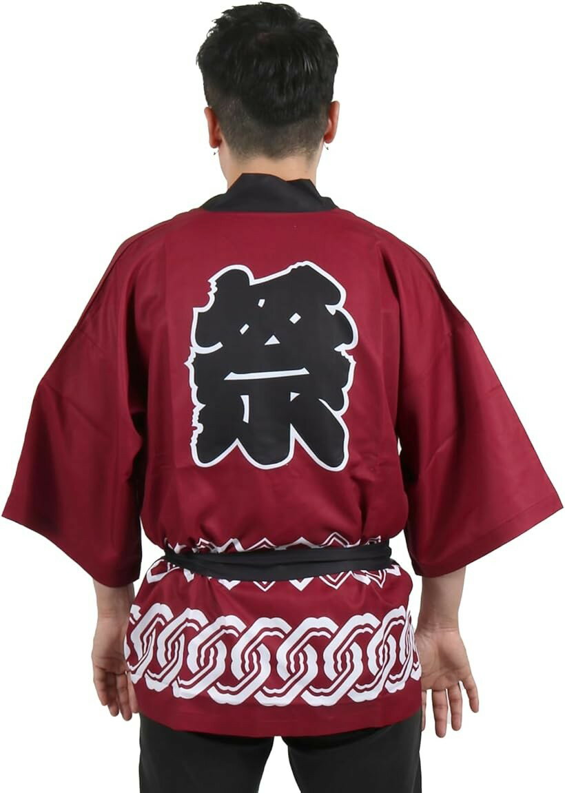 日本の伝統色 色を選べる はっぴ 法被 祭 腰ひも付き 男女兼用 つなぎ柄 イベント 行事 粋 クラ ...