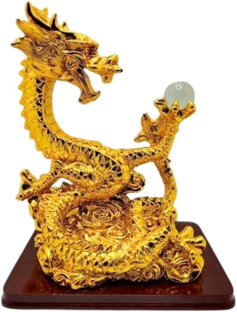 龍 置物 ドラゴン 干支 辰 竜 金運 招福 正月飾り 強運 風水 縁起 運気 上昇 宝珠 (昇竜L)