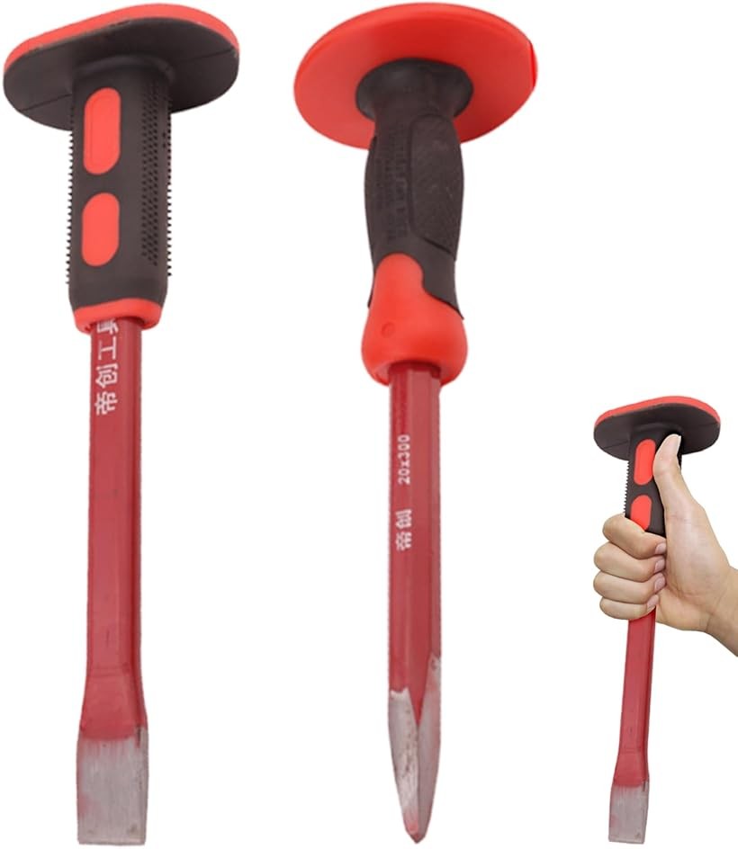 石工ノミ 石工チゼル 工具 セット ラバーハンドル 木工 採掘 砕石 彫刻 30cm (30cm)