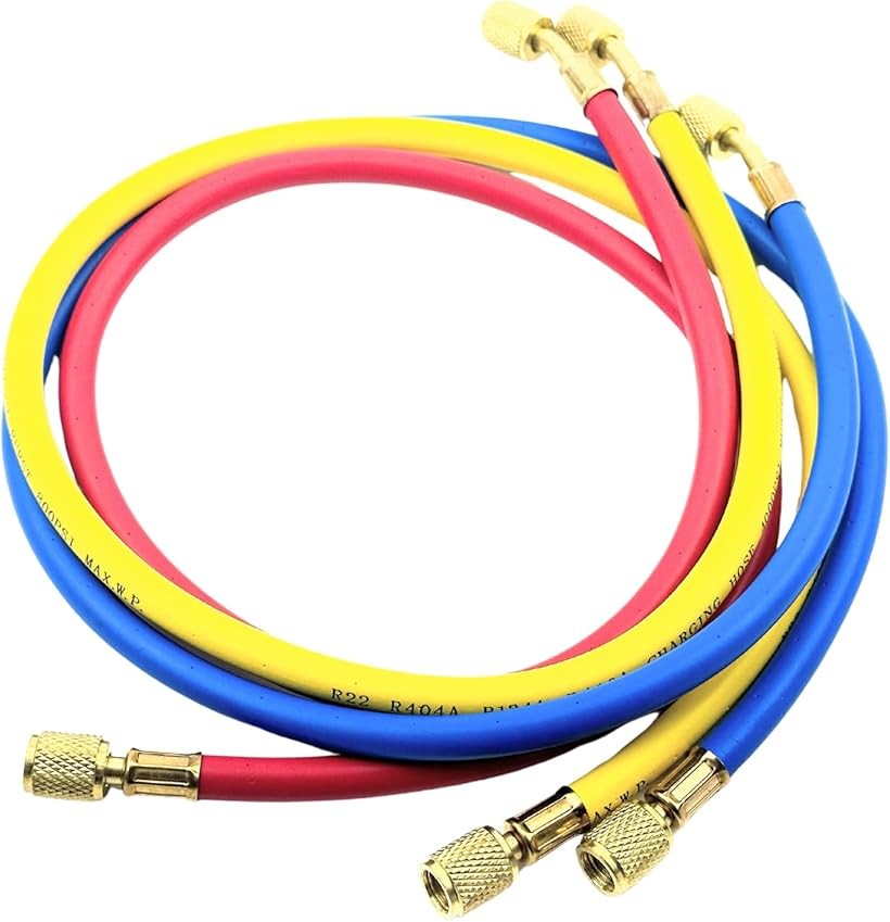 エアコンガス チャージホース 3本セット R134a R12 R22 R502 冷媒 対応 1/4フレア ...