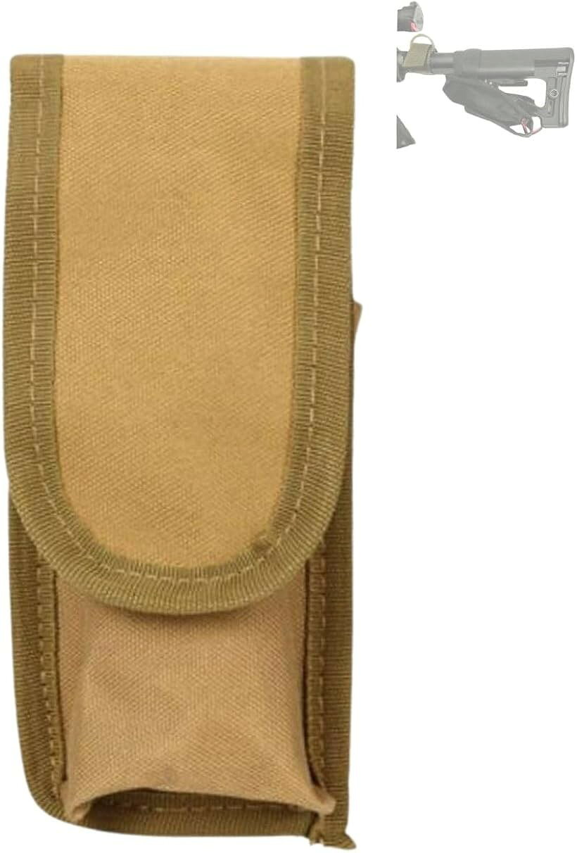 バッテリー ポーチ 電動 ガン 次世代 M4 ラージ 収納 ストック 装着 サバゲー TAN 茶 (TAN（茶）)