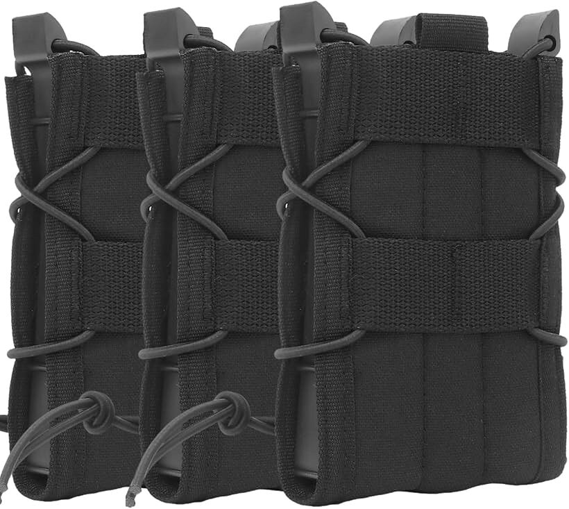 マガジンポーチ マグポーチ TACOスタイル M4 AK 対応 MOLLE ベルト 両方対応 サバゲー CORDURA 実物ナイロン仕様 ブラック3個セット (ブラック3個セット)