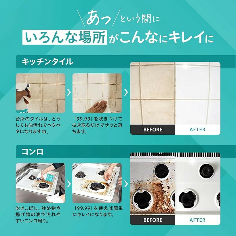 エムラインストアのfournine 強力 油汚れ キッチン 壁紙 床 洗浄 スプレー 無香料 二度拭き不要天然成分100%で肌と環境に優しい (無色透明, 300ml)｜アングル3