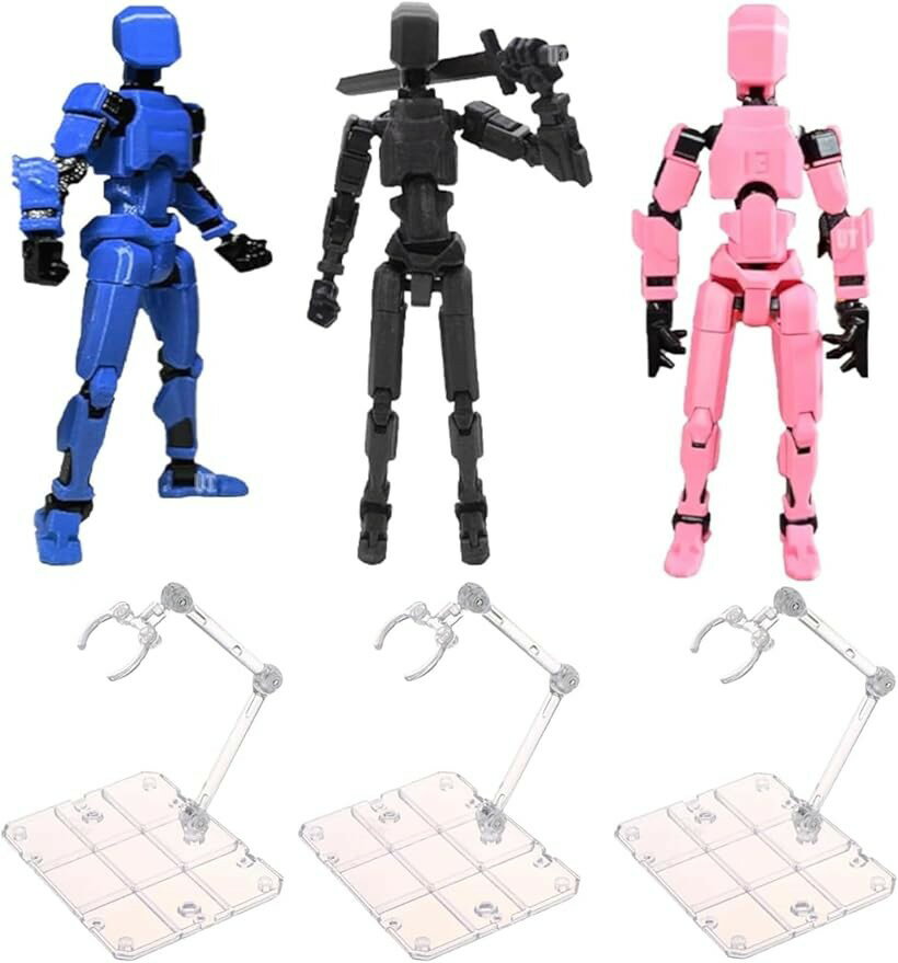 デッサン 人形 ディスプレイスタンド アクションフィギュア 黒青ピンク (黒青ピンク)