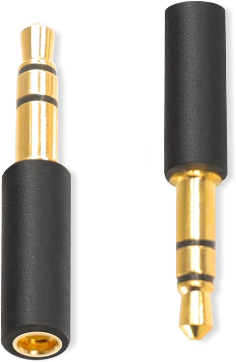 3.5mm MMCX変換 変換コネクタ イヤホンジャック 両端3.5mm オス-MMCX メス HE4XX・HE-350・HE1000に適合 2個セット ブラック (3.5mm（オス）-MMCX（メス）)