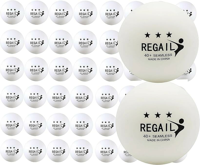 卓球ボール ピンポンボール ピンポン玉 3スター 三ツ星プラスティック製 抗菌 練習球 50個セット 40mm白50個 (40mm白50個, 40mm)