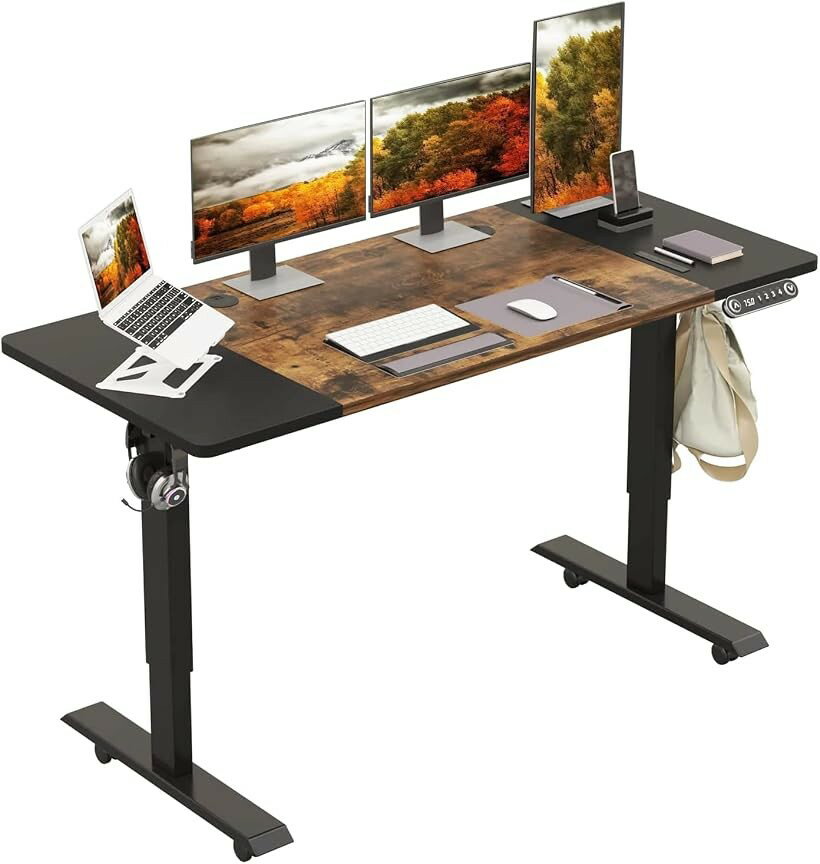 パソコンデスク 電動昇降式 電動式 ゲーミングデスク 机 電動昇降式スタンディングデスク PCデスク 高さ調節可能 メモリー機能付き 幅140CMx奥行60CM (ブラック, 140x60x71CM)