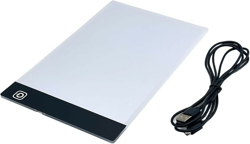 トレース台 LED ライト USB 電源 3.3mm 3段階 ノート 照明 トレーサー アニメ デザイン イラスト マンガ アート A5 (白)