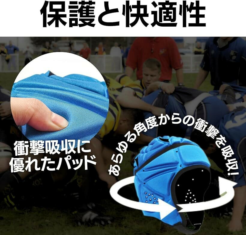 エムラインストアのラグビー ヘッドキャップ ヘッドギア 成人用 メンズ/レディース 男女兼用 頭保護 ラグビー用 プロテクター 頭部保護 ヘッドガード (ネイビー/ホワイト/ピンク)｜アングル3