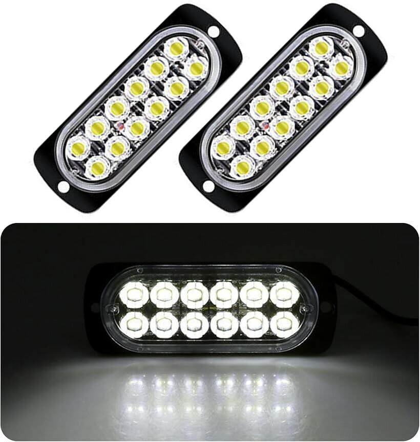 汎用 ストロボ フラッシュ led ライト デイライト 車 バイク トラック 12v 24v 防水 爆光 カスタム ホワイト (ホワイト)