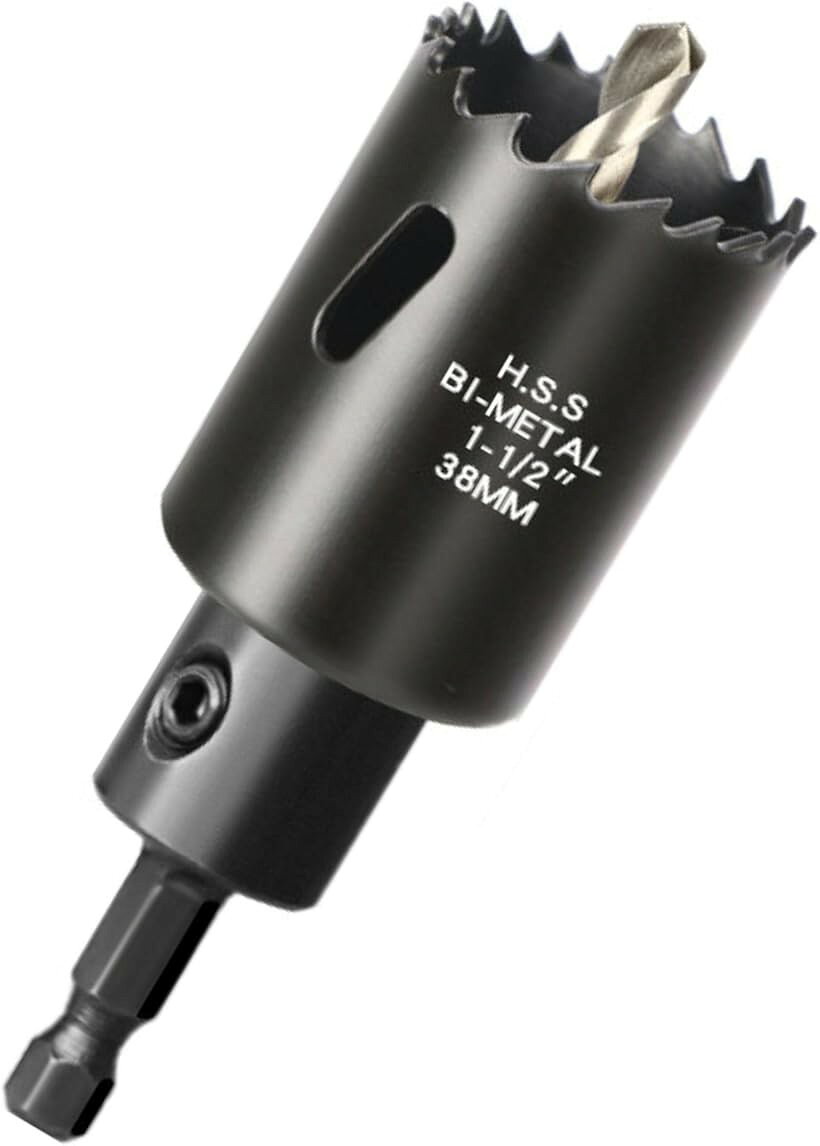 バリエーションコード : 2b91ryixvu商品コード2b91ryxd9w商品名ホールソー インパクトドライバー 六角軸 6.35mm バイメタルx木工x穴あけxプラスチックx軟金属x対応x電動ドリルxインパクトドライバー用ブランドShopXJカラーブラックサイズ等38mm「インパクトドライバー対応」「 六角軸 6.35mm 」安価で使いやすいバイメタルホールソーです。「カラー」ブラック「特長」バイメタルでは高級ハイス(M42)と強靭なバネ鋼を電子ビームで溶接し、高い切削性能を実現。コンビネーションピッチの採用で、穴あけ時の振動が抑えられ、精度の高い加工ができます。HSSセンタードリルにスプリング（バネ）がついてます、切り抜いたカスが押し出されるのでカスを取り除く手間が低減できます、それに貫通時に与えられる衝撃を緩和して刃部の損傷を防止、穴あけ作業の安全にもつながります。「用途」石膏ボード・プラスチック・木材・合板・薄鉄板・薄ステンレス板・薄アルミ板などの穴あけ作業に使われます。配管工事、電気工事と様々な穴あけ作業に、プロの職場から日曜大工、DIYの広まりまで活用されます。「対応機種」電気ドリル 、充電式ドリルドライバー 。精度が必要な場合は、ボール盤やドリルスタンドを利用してください。「注意事項」切削は低速回転からスタートしてください。必ず部材に対し垂直に使用してください。途中からドリルを傾けたりしないで下さい。金属の切削を行なう際は、切削油または水をかけながら作業を行ってください。使用中にゴーグルやマスクなどの保護防具を装着してください。※ 他ネットショップでも併売しているため、ご注文後に在庫切れとなる場合があります。予めご了承ください。※ 品薄または希少等の理由により、参考価格よりも高い価格で販売されている場合があります。ご注文の際には必ず販売価格をご確認ください。※ 沖縄県、離島または一部地域の場合、別途送料の負担をお願いする場合があります。予めご了承ください。※ お使いのモニタにより写真の色が実際の商品の色と異なる場合や、イメージに差異が生じることがあります。予めご了承ください。※ 商品の詳細（カラー・数量・サイズ 等）については、ページ内の商品説明をご確認のうえ、ご注文ください。※ モバイル版・スマホ版ページでは、お使いの端末によっては一部の情報が表示されないことがあります。すべての記載情報をご確認するには、PC版ページをご覧ください。