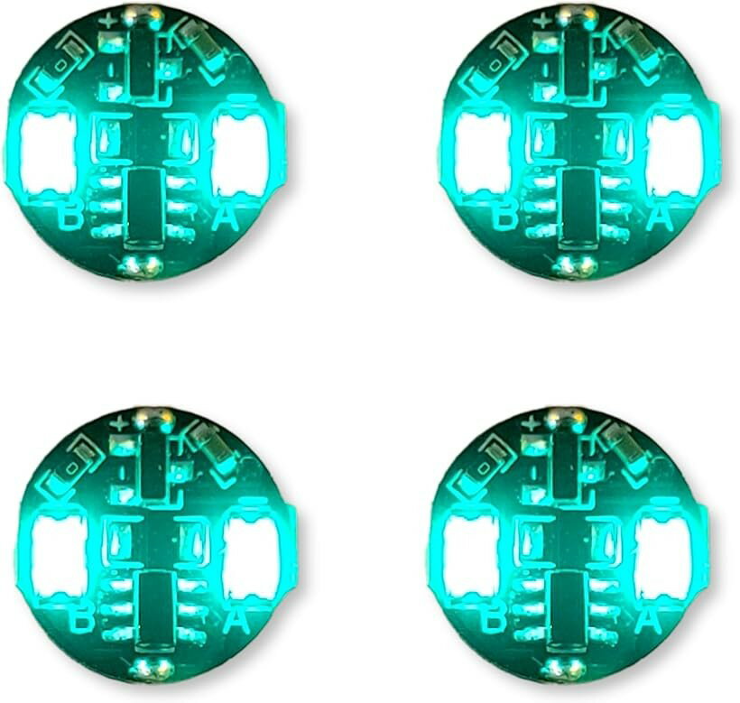 電飾 2連 LED 点灯 点滅 4個セット ボタン電池 CR927対応 磁気スイッチ ワイヤレス ジオラマ プラモデル ライト フィギュア 磁石 小型 照明 極小 ホタル 模型 (グリーン)