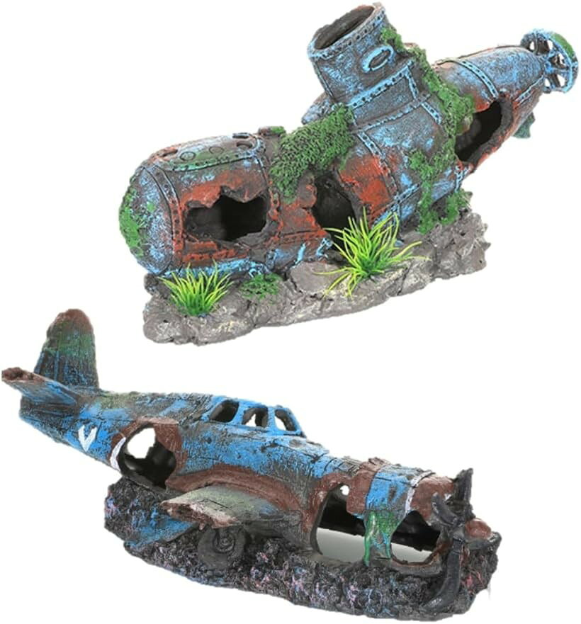 アクアリウム 水槽 オブジェ 戦闘機 潜水艦 戦艦 隠れ家 アクアリウムオーナメント...