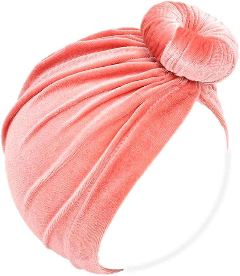 ベロア ベルベット ターバン ヘアーバンド ヘアバンド ヘッドバンド ニューボーンフォト 頭 保護 帽子 リボン 春夏秋冬 新生児 赤ちゃん ベビー (ライトピンク)