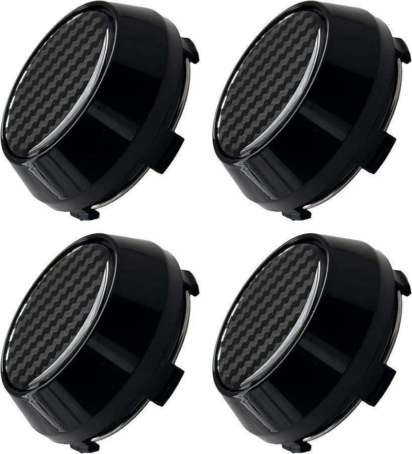 ホイールセンターキャップ 外径 60mm ハブ ボア 内径 56mm 4個セット アルミ シール 45mm (ブラックxカーボン, 外径60mm内径56mm爪径58mm)