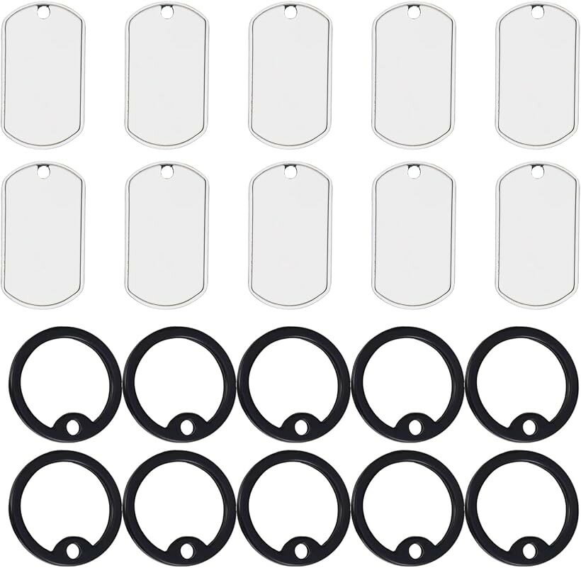 ドッグタグ サイレンサー セット ステンレス ネームタグ ゴムリング キーホルダー ...