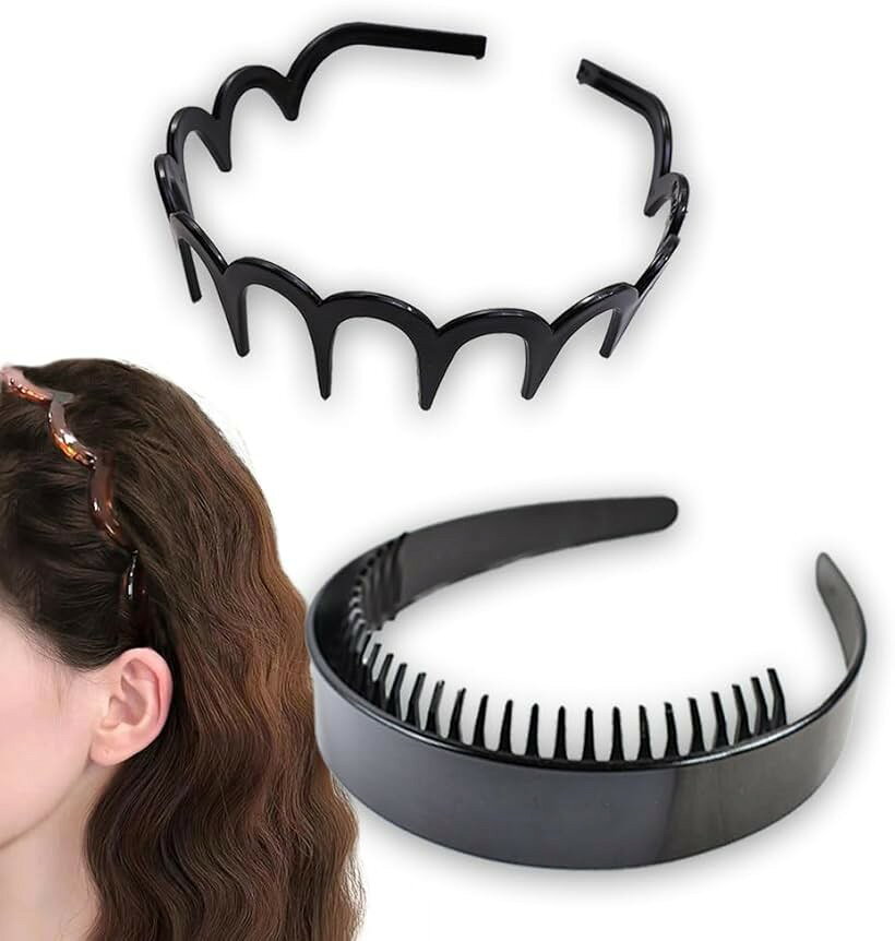 ロドリーミシェ カチューシャ 2本セット 可愛い ヘアバンド 洗顔 髪留め カチュウシャ コーム 痛くない ヘッドバンド ヘアーバンド レディース メンズ ヘアアクセ No7 (Dセット, 2個セット)