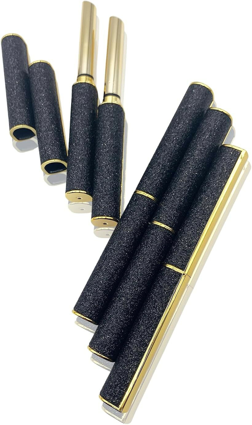 リップ 容器 口紅 手作り 詰め替え リップケース 口紅ケース チューブ 空 キラキラ (ブラック（ラメ）5本, 小型)