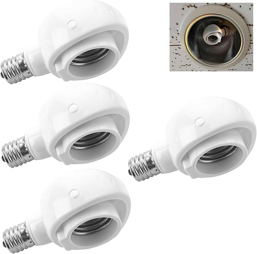 E17＞E26 LED電球専用 口金変換アダプター ソケットは向きが調整できて便利です (...