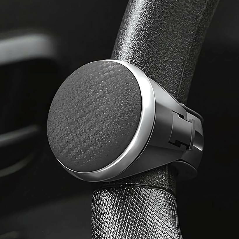 ハンドルスピンナー 360度回転 ベアリング構造 直径35-45mm 乗用車 普通車 軽自動車 ハイエース トラック用 ステアリングノブ ハンドルスピナー 丸型 (ブラック)