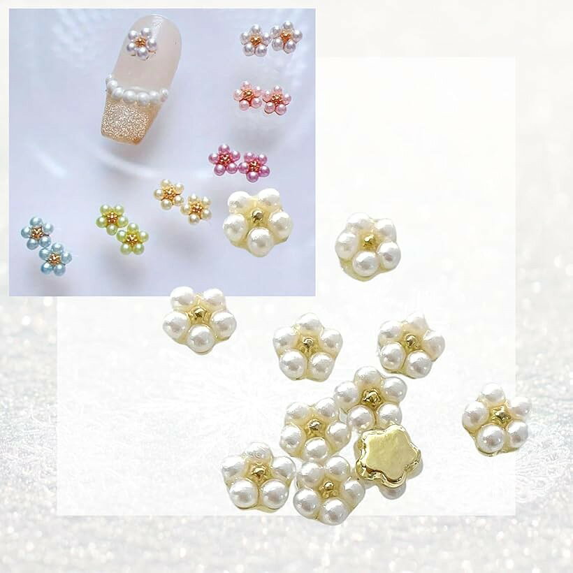 ネイルパーツ 花 6カラー 5個ずつ 30個 小さくてかわいい ジュエリーパーツ パール...