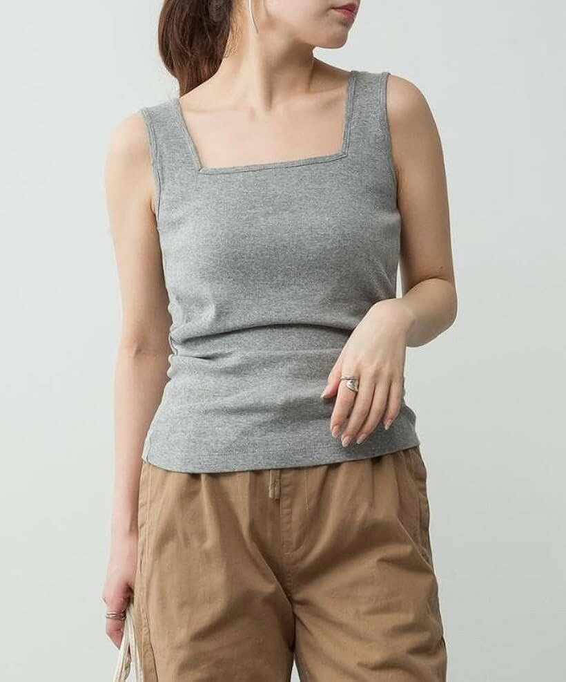 エンプティオ スクエアネック カップつき タンクトップ ショートスリーブ ミニ丈 フィットネス レディース パッド付き 盛れる 肌着 補正下着 わんぴ ヨガ ルームウェア ダンス 姿勢 エクササイズ エステ (#04杢グレー, 4L) mlinestore-10230294 エムラインストア サンプル画像3