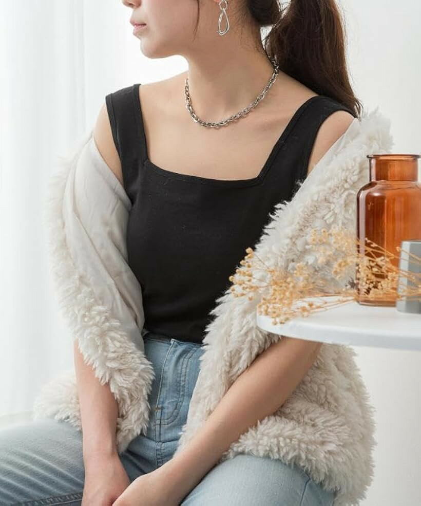 エンプティオ スクエアネック カップつき タンクトップ ショートスリーブ ミニ丈 フィットネス レディース パッド付き 盛れる 肌着 補正下着 わんぴ ヨガ ルームウェア ダンス 姿勢 エクササイズ エステ (#04ブラック, LL) mlinestore-10230290 エムラインストア サンプル画像3