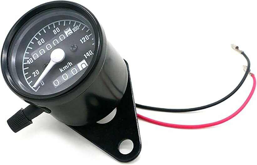 互換品 汎用 バイク用 スピードメーター 140km 12V バックライト トリップメーター オドメーター (ブラック)