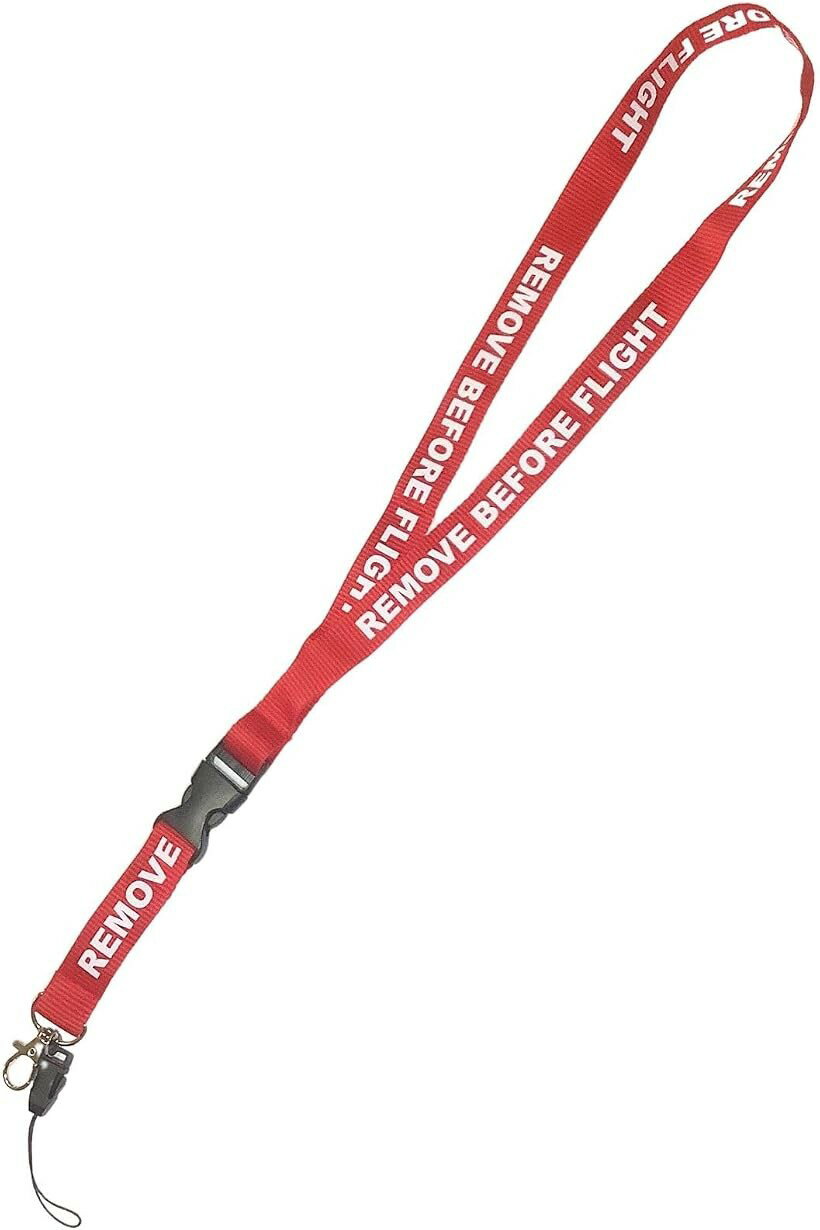 フライトタグ 携帯 ネック ストラップ REMOVE BEFORE FLIGHT 航空 自衛隊 米軍 (レッド, 1本)