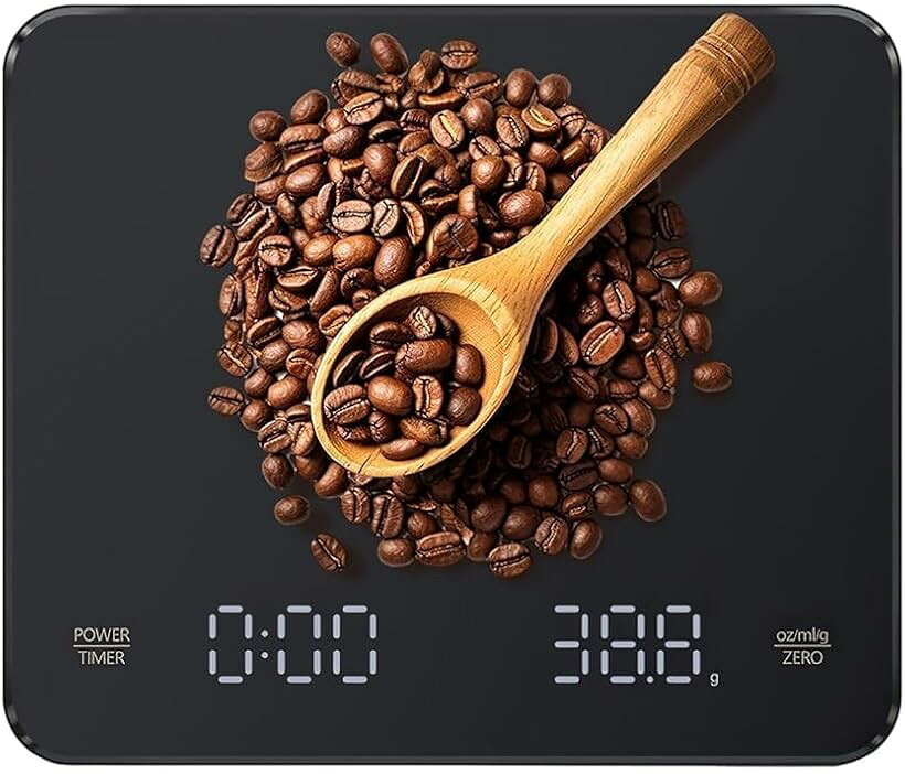 ミニコーヒースケール コンパクト ドリップ 軽量 タイマー付き 99m:59s3000g/0.1g高精度 単位切替可能 g/ml コーヒー専門用計り キッチンも適用 クッキング coffee scale (ブラック, 73055)