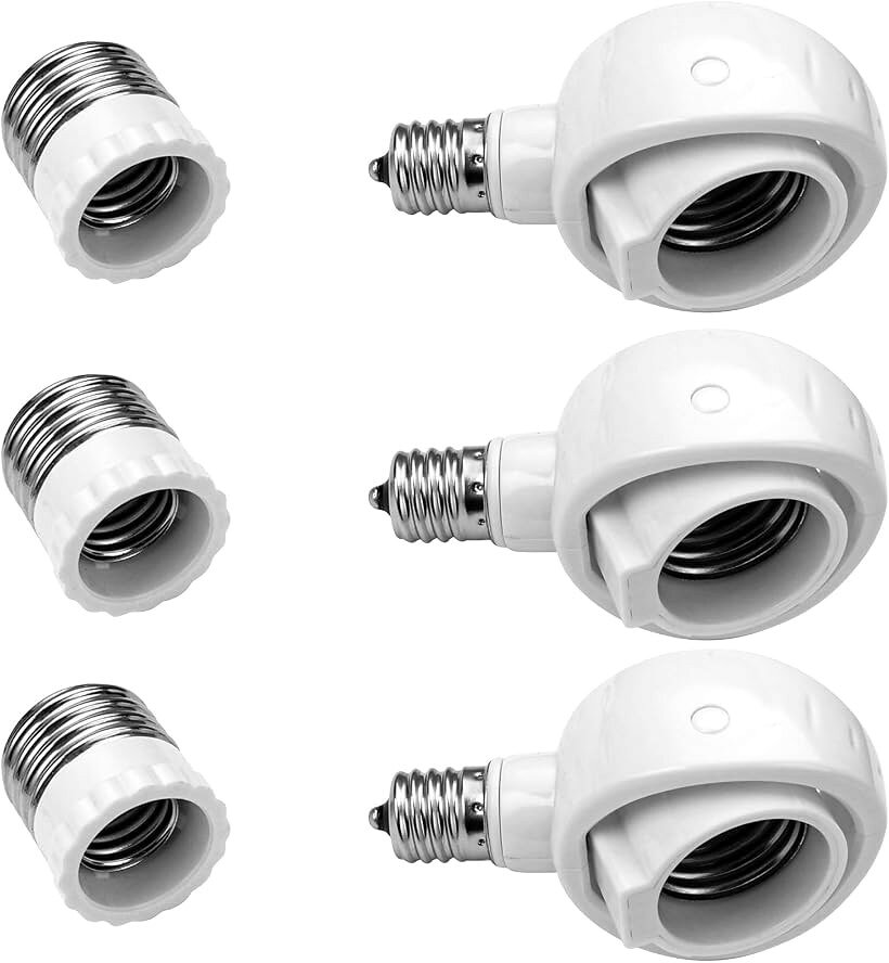 くみあわせがたE26＞E26 E17＞E17変換ソケット 可動 角度の可変式ソケット LED電球専用 斜め付けダウンライトに直下方向に取付可能 センサーが十分に展示されていて (白い, 3個セット)