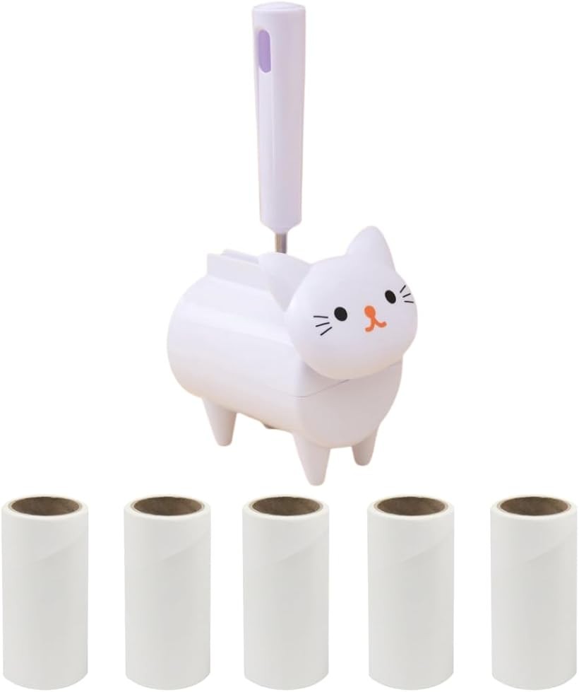 クリーナー 持ち運び ねこ 粘着クリーナー テープ 掃除 カーペット (ホワイト, ワンサイズ)