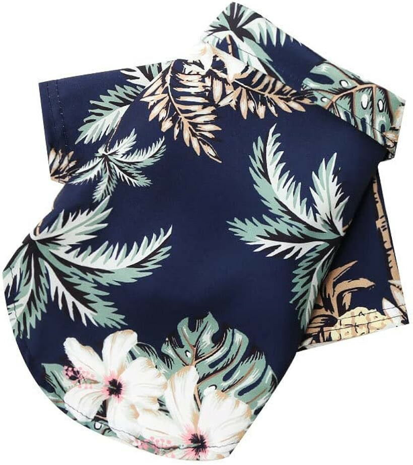 犬服 猫服 アロハシャツ 夏用 UVカット 防虫 3サイズ (ネイビー, 2XL)