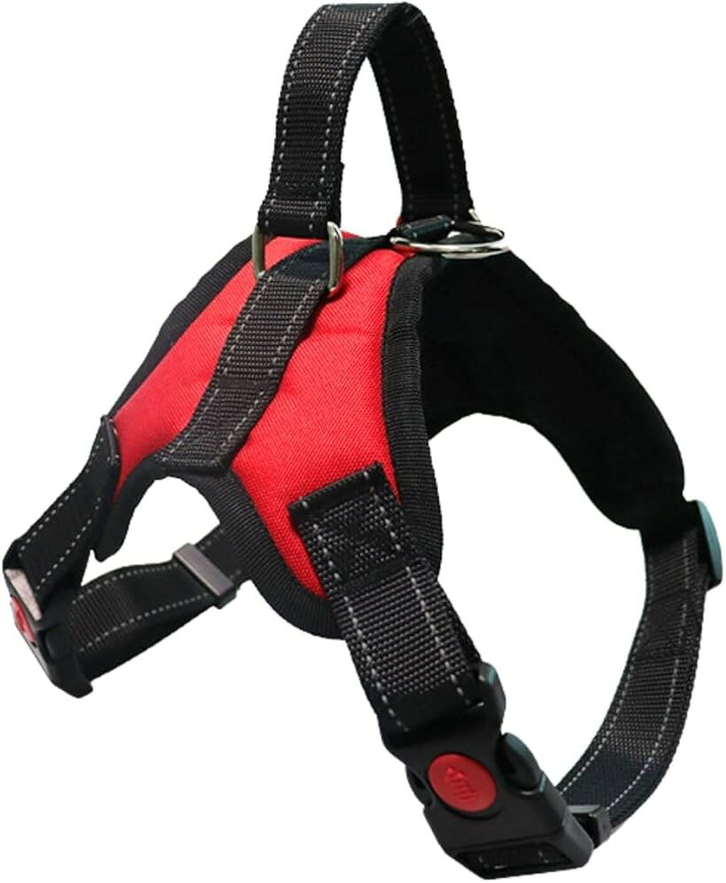 バリエーションコード : 2bu91wc6hu商品コード2bu91108n3商品名犬用ハーネス 小型犬 中型犬 犬用胴輪 首輪 引っ張り防止 サイズ調整可能 夜間反射材 抜けない 通気性 簡単着脱 おしゃれ 安全 しつけ用 訓練ブランドgrooblueカラーレッドサイズ等M大切な愛犬に、快適と安心を。犬用ハーネスは、体全体をやさしく包み込む立体設計で、圧迫感を抑えつつもフィット感を高め、ストレスの少ない着用を実現。サイズ調整もスムーズで、愛犬の体型に合わせてぴったり調整できます。装着はワンタッチで簡単。忙しいお出かけ前でもスピーディに着脱可能です。通気性にも優れ、呼吸を妨げないデザインで、活発なワンちゃんも自由に動けるのが魅力。散歩、ドッグラン、旅行などあらゆるシーンで大活躍する、機能性と上質さを兼ね備えたハーネスです。愛犬の快適性と安全性を追求した犬用ハーネス。体全体にフィットするデザインで、リードから伝わる衝撃をやさしく分散し、首や背中への負担を軽減。サイズ調整が可能で、小型犬から中型犬までしっかりフィットします。散歩やトレーニング、介護・リハビリなど幅広い用途に対応。装着も簡単で、忙しい日常でもスムーズにお出かけ準備が可能です。豊富なカラーとサイズ展開で、愛犬にぴったりのスタイルをお選びいただけます。安心・快適なお散歩タイムを、このハーネスで。愛犬とのお散歩をより安心で快適に。この犬用ハーネスは、肩回りと胸回りの2カ所でしっかりホールドする設計で、急な飛び出しや他の犬との接触を防ぎ、安全を確保します。衝撃を全身に分散させることで体への負担を軽減し、愛犬がストレスを感じにくいのも特長。トレーニング時には行動のコントロールがしやすく、介護やリハビリが必要なシニア犬にも最適です。リードと併用することで歩行補助にも対応。優れた機能性で、日常のあらゆるシーンにフィットする頼れるハーネスです。耐久性と快適性を兼ね備えた高品質な犬用ハーネス。強度の高い合金製パーツを採用し、優れた耐腐食性で長くご使用いただけます。さらに、背面には丈夫なナイロン製のハンドル付きストラップを搭載。介護や補助が必要な場面でもしっかりサポートできます。内側には通気性に優れた柔らかなメッシュ素材を使用し、蒸れにくく快適な着用感を実現。毎日の散歩からトレーニング、リハビリケアまで、愛犬のあらゆるライフステージに寄り添う設計です※ 他ネットショップでも併売しているため、ご注文後に在庫切れとなる場合があります。予めご了承ください。※ 品薄または希少等の理由により、参考価格よりも高い価格で販売されている場合があります。ご注文の際には必ず販売価格をご確認ください。※ 沖縄県、離島または一部地域の場合、別途送料の負担をお願いする場合があります。予めご了承ください。※ お使いのモニタにより写真の色が実際の商品の色と異なる場合や、イメージに差異が生じることがあります。予めご了承ください。※ 商品の詳細（カラー・数量・サイズ 等）については、ページ内の商品説明をご確認のうえ、ご注文ください。※ モバイル版・スマホ版ページでは、お使いの端末によっては一部の情報が表示されないことがあります。すべての記載情報をご確認するには、PC版ページをご覧ください。