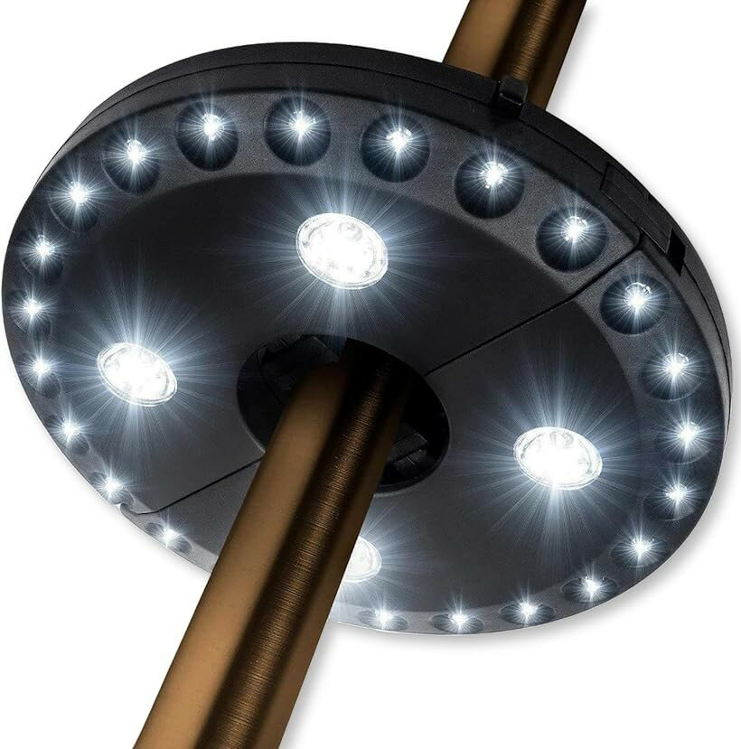 パラソル LEDライト 吊り下げ 電池駆動 LED28個 3段階調光 コードレス キャンプ テント 屋外 非常灯 アウトドア (ホワイト)