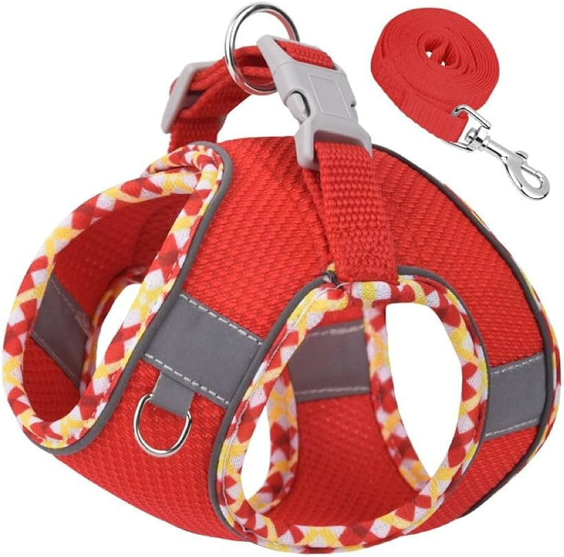 犬 ハーネス リードセット 小型犬 中型犬 猫用 通気メッシュ 抜けない 軽量 着脱簡...