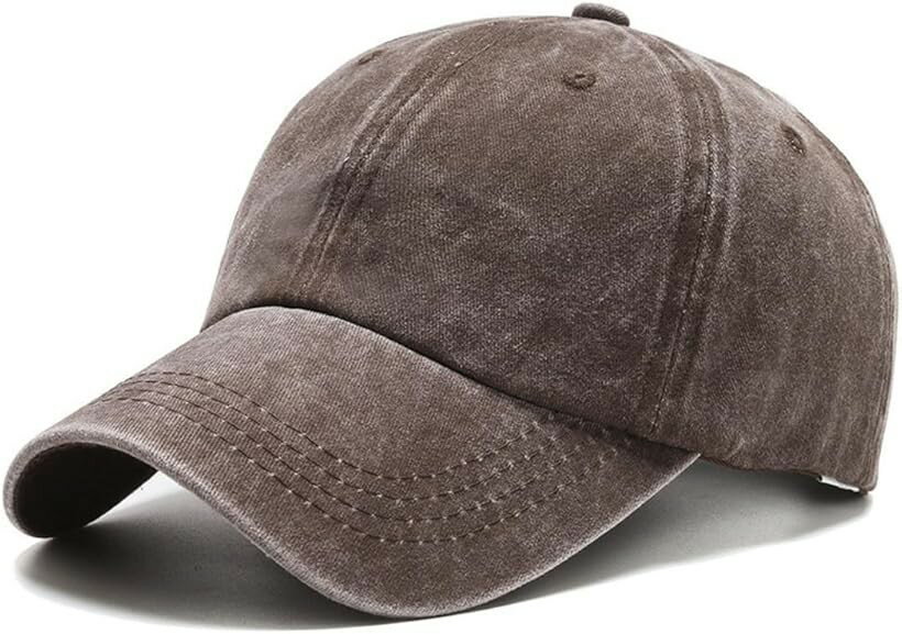 运动帽 - キャップ メンズ レディース 帽子 CAP 無地 調節可能 春 夏 秋 冬 軽量 カジュアル ウォッシュ加工 UVカット 日除け 紫外線対策 おしゃれ 綿100％ 男女兼用 (ブラウン, 53.0-60.0 cm)